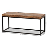 Baxton Studio Bardot Modern Industrial Walnut Brown Finished Wood and Black Metal Accent Bench