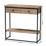 Baxton Studio Silas Modern Industrial Natural Brown Finished Wood and Black Metal 2-Drawer Console Table