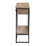 Baxton Studio Silas Modern Industrial Natural Brown Finished Wood and Black Metal 2-Drawer Console Table