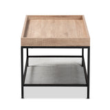 Baxton Studio Overton Modern Industrial Oak Brown Finished Wood and Black Metal Coffee Table