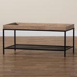 Baxton Studio Overton Modern Industrial Oak Brown Finished Wood and Black Metal Coffee Table