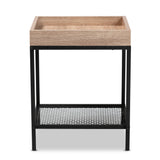 Baxton Studio Overton Modern Industrial Oak Brown Finished Wood and Black Metal End Table