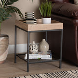 Baxton Studio Overton Modern Industrial Oak Brown Finished Wood and Black Metal End Table