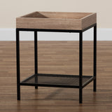 Baxton Studio Overton Modern Industrial Oak Brown Finished Wood and Black Metal End Table