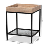 Baxton Studio Overton Modern Industrial Oak Brown Finished Wood and Black Metal End Table