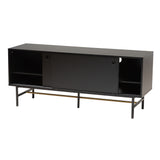 Baxton Studio Truett Modern Dark Brown Finished Wood and Two-Tone Black and Gold Metal TV Stand