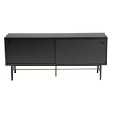 Baxton Studio Truett Modern Dark Brown Finished Wood and Two-Tone Black and Gold Metal TV Stand