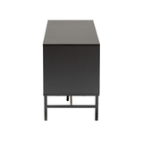 Baxton Studio Truett Modern Dark Brown Finished Wood and Two-Tone Black and Gold Metal TV Stand