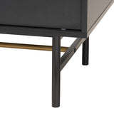 Baxton Studio Truett Modern Dark Brown Finished Wood and Two-Tone Black and Gold Metal TV Stand