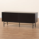 Baxton Studio Truett Modern Dark Brown Finished Wood and Two-Tone Black and Gold Metal TV Stand