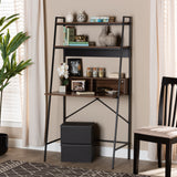 Baxton Studio Palmira Modern Industrial Walnut Brown Finished Wood and Black Metal Desk with Shelves