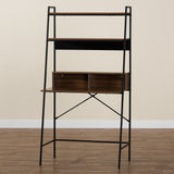 Baxton Studio Palmira Modern Industrial Walnut Brown Finished Wood and Black Metal Desk with Shelves