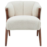 Florence Faux Shearling Fabric Accent Chair Brown Legs - Shearling Beige