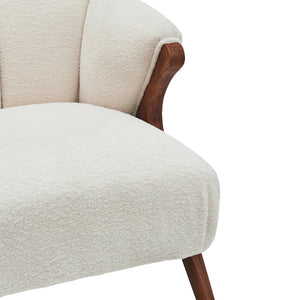 Florence Faux Shearling Fabric Accent Chair Brown Legs - Shearling Beige
