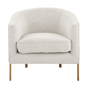 Harrod Fabric Accent Arm Chair Antique Gold Legs - Boucle Beige