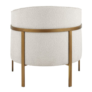 Harrod Fabric Accent Arm Chair Antique Gold Legs - Boucle Beige