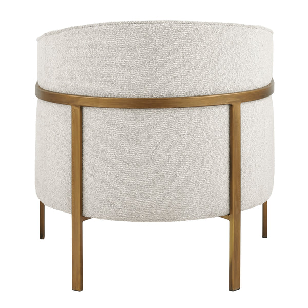 Harrod Fabric Accent Arm Chair Antique Gold Legs - Boucle Beige
