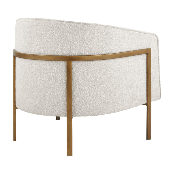 Harrod Fabric Accent Arm Chair Antique Gold Legs - Boucle Beige