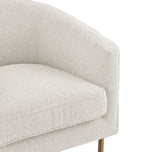 Harrod Fabric Accent Arm Chair Antique Gold Legs - Boucle Beige