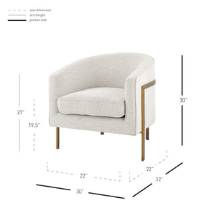 Harrod Fabric Accent Arm Chair Antique Gold Legs - Boucle Beige