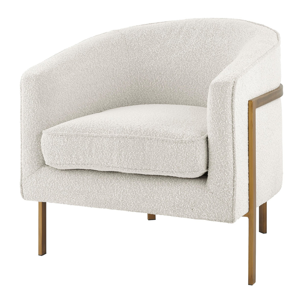 Harrod Fabric Accent Arm Chair Antique Gold Legs - Boucle Beige