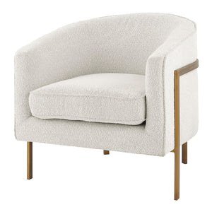 Harrod Fabric Accent Arm Chair Antique Gold Legs - Boucle Beige