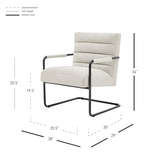 New Pacific Direct Peyton Fabric Accent Arm Chair Cardiff Cream with Deep Bronze Leg Finish 1250022-276-NPD