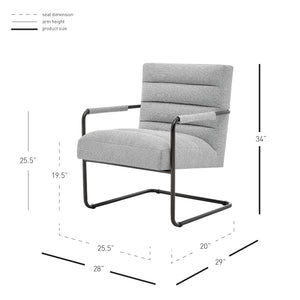New Pacific Direct Peyton Fabric Accent Arm Chair Cardiff Gray with Deep Bronze Leg Finish 1250022-410-NPD