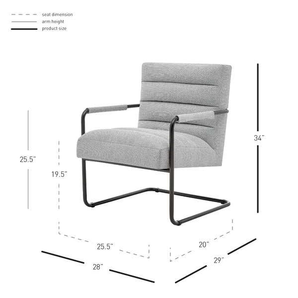 New Pacific Direct Peyton Fabric Accent Arm Chair Cardiff Gray with Deep Bronze Leg Finish 1250022-410-NPD