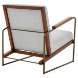 New Pacific Direct Damian Fabric Accent Arm Chair Boucle Beige with Deep Bronze Leg Finish 1250023-563-NPD