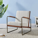 New Pacific Direct Damian Fabric Accent Arm Chair Boucle Beige with Deep Bronze Leg Finish 1250023-563-NPD