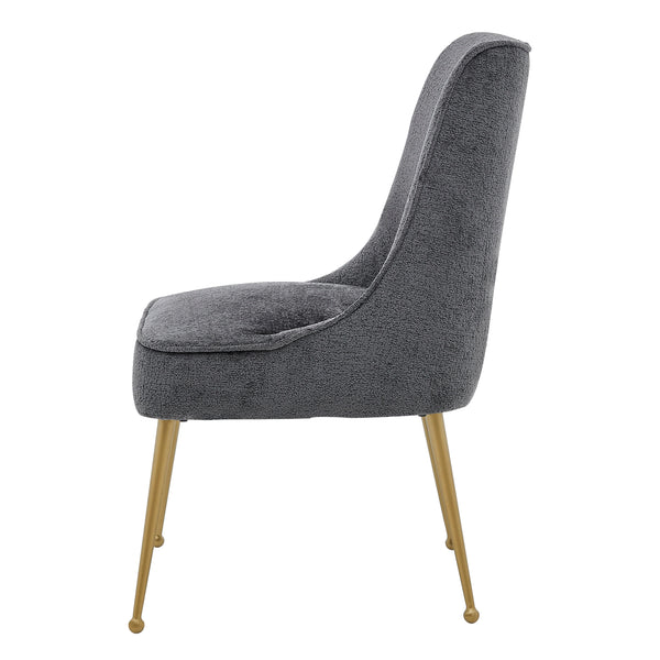 New Pacific Direct Cedric Fabric Dining Side Chair Gold Legs, (Set of 2) Opus Gray with Gold Leg Finish 1250024-568-NPD