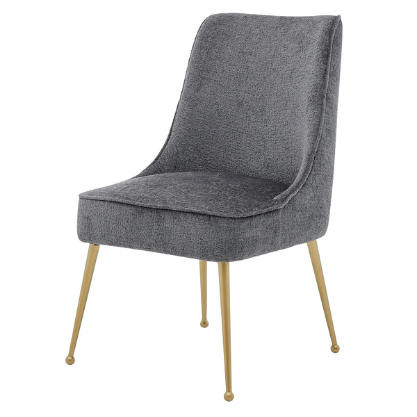 New Pacific Direct Cedric Fabric Dining Side Chair Gold Legs, (Set of 2) Opus Gray with Gold Leg Finish 1250024-568-NPD