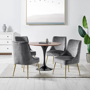 New Pacific Direct Cedric Fabric Dining Side Chair Gold Legs, (Set of 2) Opus Gray with Gold Leg Finish 1250024-568-NPD