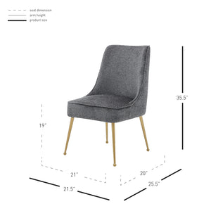 New Pacific Direct Cedric Fabric Dining Side Chair Gold Legs, (Set of 2) Opus Gray with Gold Leg Finish 1250024-568-NPD