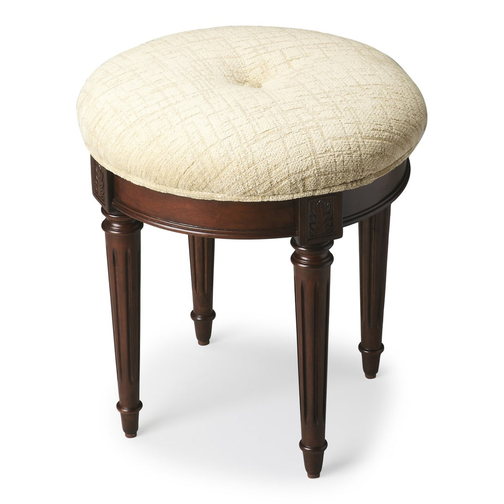 Butler Specialty Bernadette Dark Brown Upholstered Vanity Stool 1250024