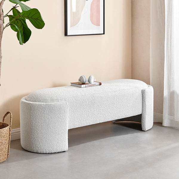 New Pacific Direct Felicia Fabric Bench SFX2 Boucle Beige