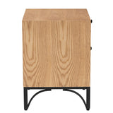 Baxton Studio Weslan Mid-Century Modern Industrial Natural Brown Finished Wood and Black Metal 2-Drawer Nightstand