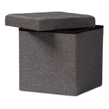 Palmer Modern and Contemporary Dark Grey Fabric Upholstered Wood Storage Ottoman