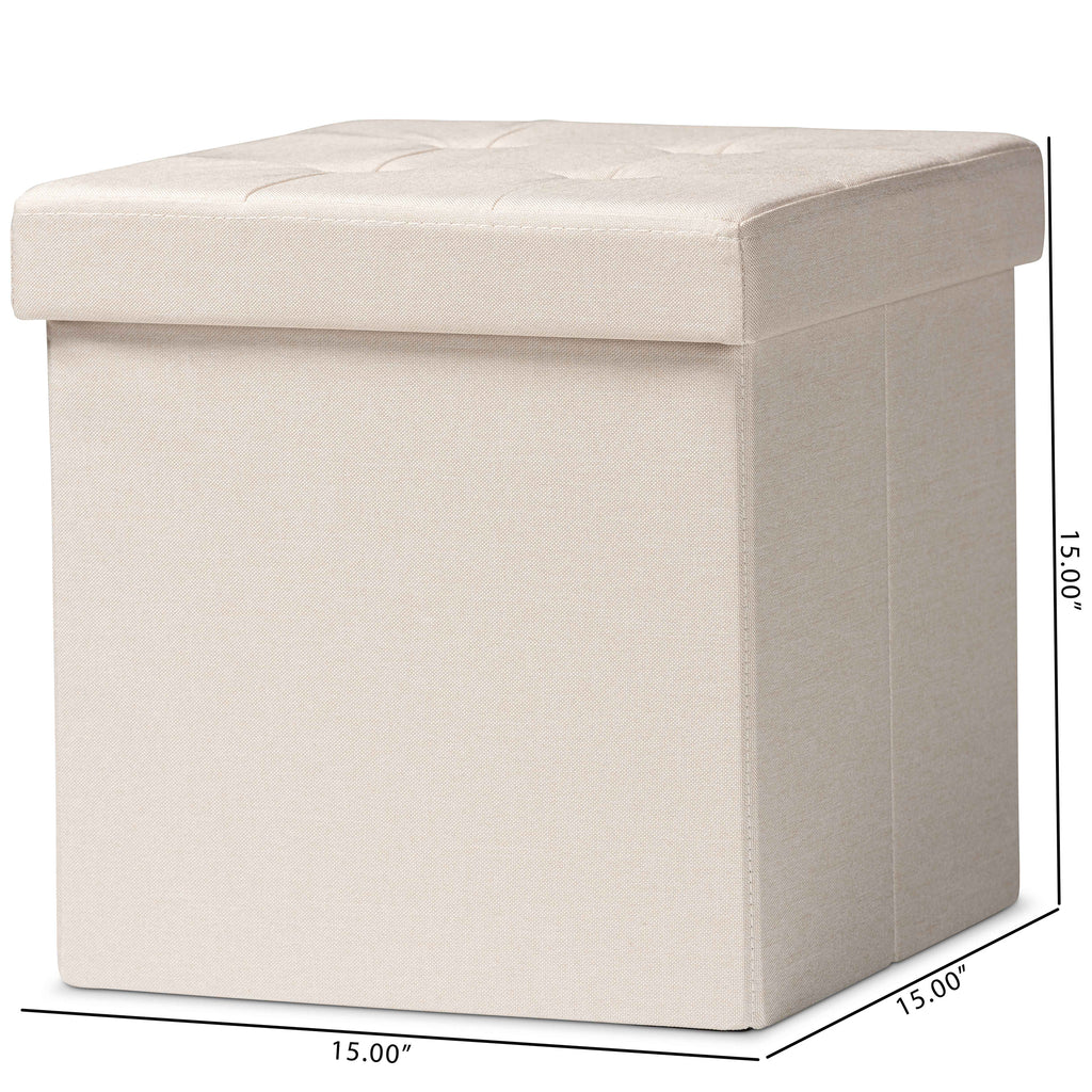 Palmer Modern and Contemporary Beige Fabric Upholstered Wood Storage Ottoman