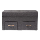 Gerwin Modern and Contemporary Dark Grey Fabric Upholstered and Oak Brown Finished Wood 2-Drawer Storage Ottoman