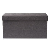 Gerwin Modern and Contemporary Dark Grey Fabric Upholstered and Oak Brown Finished Wood 2-Drawer Storage Ottoman