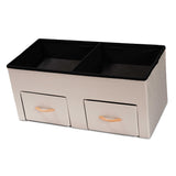 Gerwin Modern and Contemporary Beige Fabric Upholstered and Oak Brown Finished Wood 2-Drawer Storage Ottoman