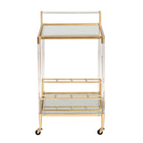 Rosalina Contemporary Glam and Luxe Gold Metal and Mirrored Glass Wine Cart
