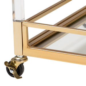 Savannah Contemporary Glam and Luxe Gold Metal and Glass Wine Cart