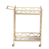 Baxton Studio Mela Contemporary Glam and Luxe Gold Metal and White Marble 2-Tier Wine Cart