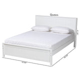 Baxton Studio Neves Classic and Traditional White Finished Wood Queen Size Platform Bed