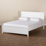 Baxton Studio Neves Classic and Traditional White Finished Wood Queen Size Platform Bed