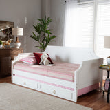 Baxton Studio Mariana Classic and Traditional White Finished Wood Full Size Daybed with Twin Size trundle