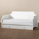 Baxton Studio Mariana Classic and Traditional White Finished Wood Full Size Daybed with Twin Size trundle